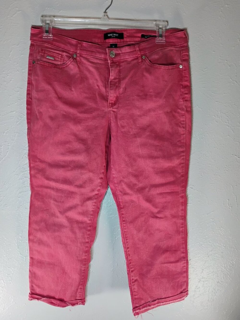 Nine West Women's Chrystie Capri Pants Pink with Pockets Stretch Size 12